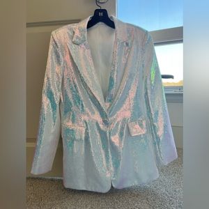 Rainbow sparkly sequin two pieces set women